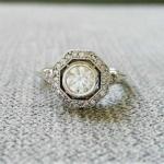 Antique Art Deco Halo Diamond Engagement Ring