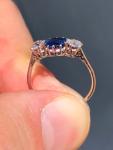 Vintage Edwardian Natural Sapphire and Diamond Ring
