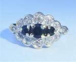9ct Gold Sapphire & Diamond Antique Three Stone Ring