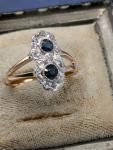 Edwardian Gold Sapphire & Diamond Daisy Ring