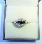 9ct Gold Sapphire & Diamond Antique Three Stone Ring