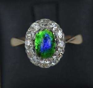 Vintage Enamel and Diamond 15ct Gold Ring