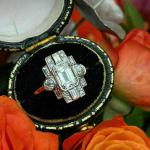 3Ct Emerald Diamond Art Deco Engagement Ring