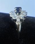 9ct Gold Sapphire & Diamond Antique Three Stone Ring