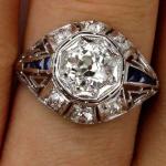 Vintage Art Deco Sapphire Diamond Engagement Ring