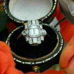3Ct Emerald Diamond Art Deco Engagement Ring