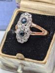 Edwardian Gold Sapphire & Diamond Daisy Ring