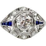 Vintage Art Deco Sapphire Diamond Engagement Ring