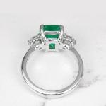 Stunning 3Ct Green Emerald Three Stone Engagement Ring