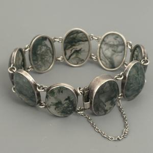 Scottish Silver and Moss Agate Bracelet