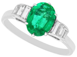 Vintage 1935 Emerald and Diamond Platinum Ring