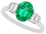 Vintage 1935 Emerald and Diamond Platinum Ring