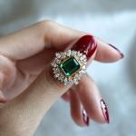 Vintage 3Ct Emerald Cut Green Emerald Ring