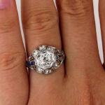 Vintage Art Deco Sapphire Diamond Engagement Ring