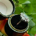 3Ct Emerald Diamond Art Deco Engagement Ring