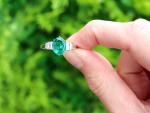 Vintage 1935 Emerald and Diamond Platinum Ring