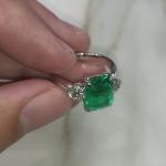 Stunning 3Ct Green Emerald Three Stone Engagement Ring