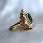 Vintage 3Ct Emerald Cut Green Emerald Ring