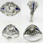 Vintage Art Deco Sapphire Diamond Engagement Ring