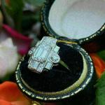 3Ct Emerald Diamond Art Deco Engagement Ring