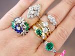 Vintage 1935 Emerald and Diamond Platinum Ring