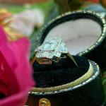 3Ct Emerald Diamond Art Deco Engagement Ring