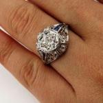 Vintage Art Deco Sapphire Diamond Engagement Ring