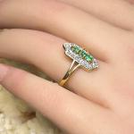 Antique-Style Emerald Diamond Ring in 9ct Gold