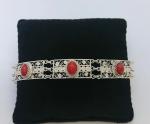 Antique Coral Filigree Silver Bracelet