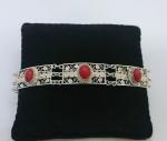 Antique Coral Filigree Silver Bracelet