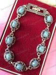 Art Deco Faux Blue Opal & Marcasite Bracelet