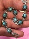 Art Deco Faux Blue Opal & Marcasite Bracelet