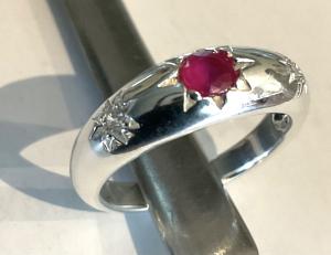 Victorian Style Ruby and Silver Engagement Ring