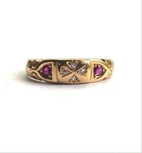 Victorian 18ct Gold Ruby and Diamond Ring