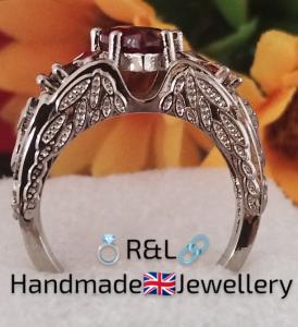 Antique Silver Ring with Lab-Created Opal Ruby