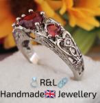 Antique Silver Ring with Lab-Created Opal Ruby