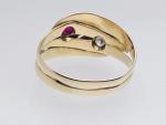 Vintage 18ct Gold Snake Ring with Ruby Diamond