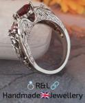 Antique Silver Ring with Lab-Created Opal Ruby