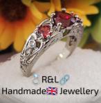 Antique Silver Ring with Lab-Created Opal Ruby