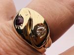 Vintage 18ct Gold Snake Ring with Ruby Diamond