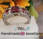 Antique Silver Ring with Lab-Created Opal Ruby