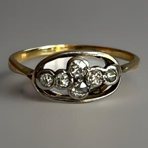 Edwardian 18ct Gold Diamond Cross Ring C1909