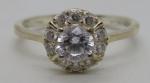 Vintage Art Deco Sterling Silver Zirconia Ring, Size O 1/2