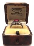 Vintage Silver Dress Ring with Red Clear Stones