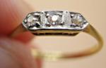 Vintage 18k Yellow Gold Art Deco Diamond Ring