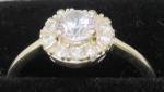 Vintage Art Deco Sterling Silver Zirconia Ring, Size O 1/2