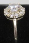 Vintage Art Deco Sterling Silver Zirconia Ring, Size O 1/2