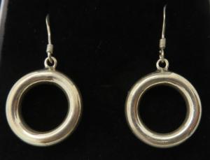 Vintage Art Deco Sterling Silver Hoop Earrings