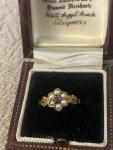 Vintage 9ct Gold Georgian Ruby & Pearl Daisy Ring