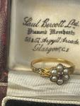 Vintage 9ct Gold Georgian Ruby & Pearl Daisy Ring